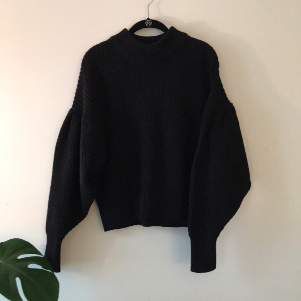 Black Knit Sweater - Bell Sleeve